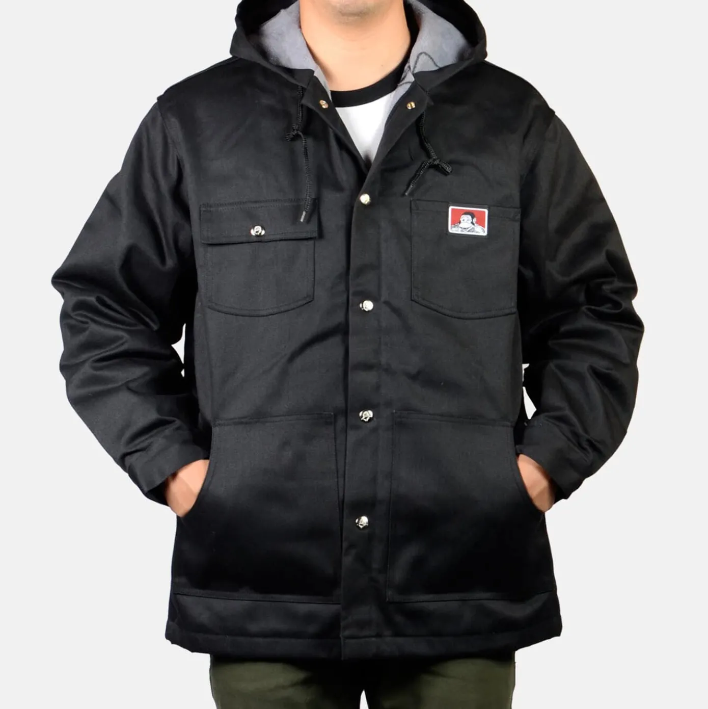 Hooded Jacket w/ Snaps - Black